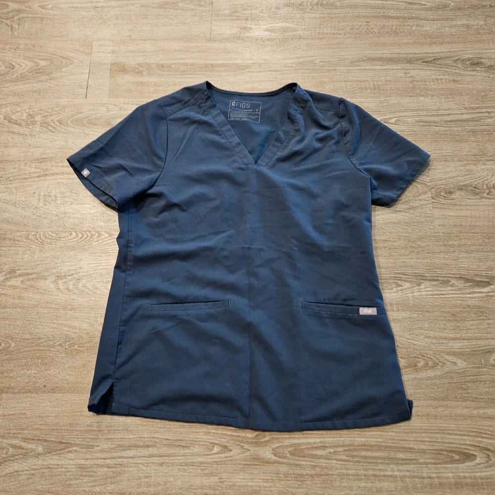 FIGS Women's Medium Dark Blue Technical Collection V-Neck Medical Scrub Top‎